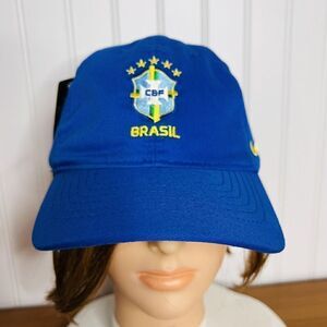 RARE CBF Brasil Brazil Nike 2020 Soccer Hat Cap Blue Unisex Just Do It NWT